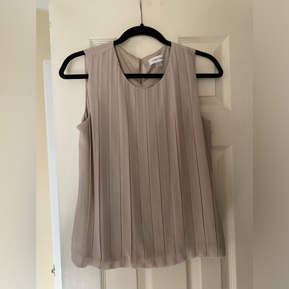 Calvin Klein Pleated Crew Neck Tank Top